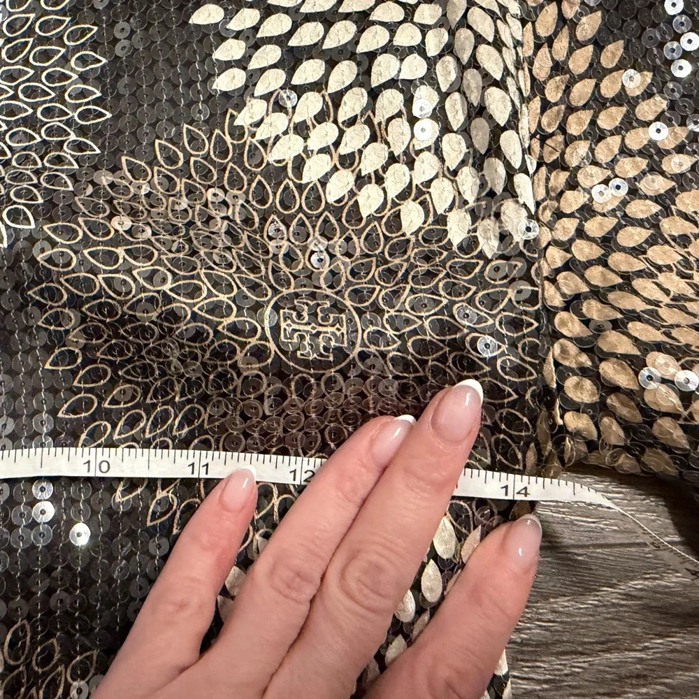 TORY BURCH Sequined Silk Dress With Pinhole Detail Size 2 cocktail party luxury